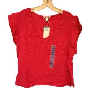 Three Dots Fuschia Cotton Gauze Top nwt